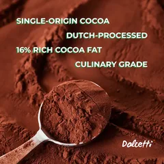 Dutch-Processed Cocoa powder close-up, showing rich dark colour